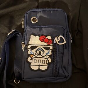 Navy Crossbody Bag with Hello Kitty Stormtrooper Patch